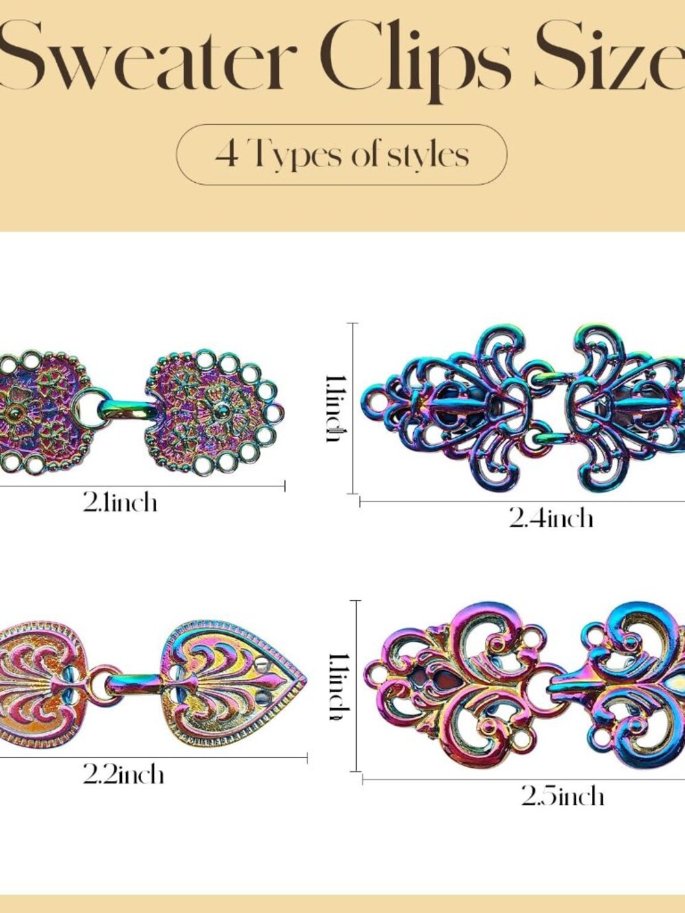 4-Piece Vintage Sweater Swirl Cape Cloak Clips for Dress Retro Cardigan Shawl Co - Picture 2 of 6